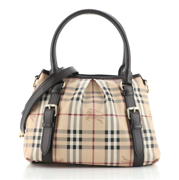Burberry Northfield Convertible Tote Haymarket Coated Canvas Small