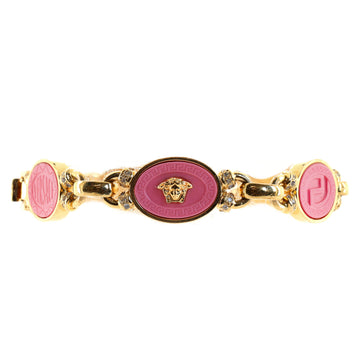 Versace Vintage Medusa Oval Link Bracelet Metal and Enamel
