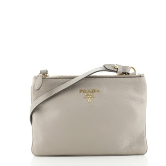 Prada Double Zip Crossbody Bag Vitello Daino Small