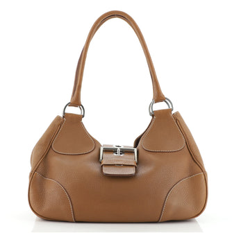 Prada Buckle Flap Shoulder Bag Vitello Daino Medium