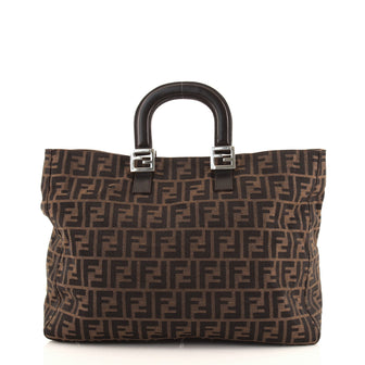 Fendi Vintage FF Handle Tote Zucca Canvas Large