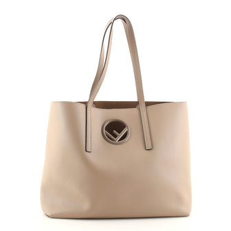 Fendi Logo Shopper Tote Leather