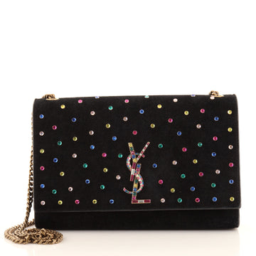 Saint Laurent Classic Monogram Wallet on Chain Embellished Velvet