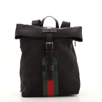 Gucci Web Fold Over Backpack Techno Canvas Medium