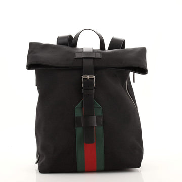 Gucci Web Fold Over Backpack Techno Canvas Medium