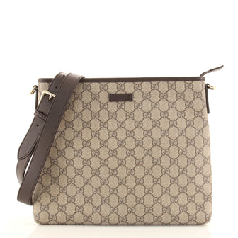 Gucci Zip Top Messenger Bag GG Coated Canvas Medium