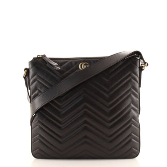 Gucci GG Marmont Zip Messenger Bag Matelasse Leather Medium