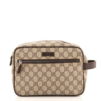 Gucci Front Zip Toiletry Pouch GG Coated Canvas Medium