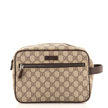 Gucci Front Zip Toiletry Pouch GG Coated Canvas Medium