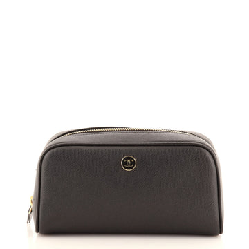 Chanel Vintage CC Button Cosmetic Pouch Leather Medium