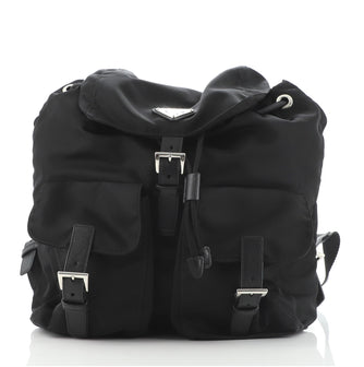 Prada Double Front Pocket Backpack Tessuto Medium