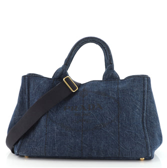 Prada Canapa Convertible Tote Denim Medium