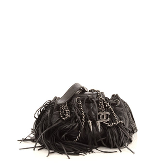 Chanel Paris-Dallas Drawstring Fringe Shoulder Bag Quilted Leather Mini