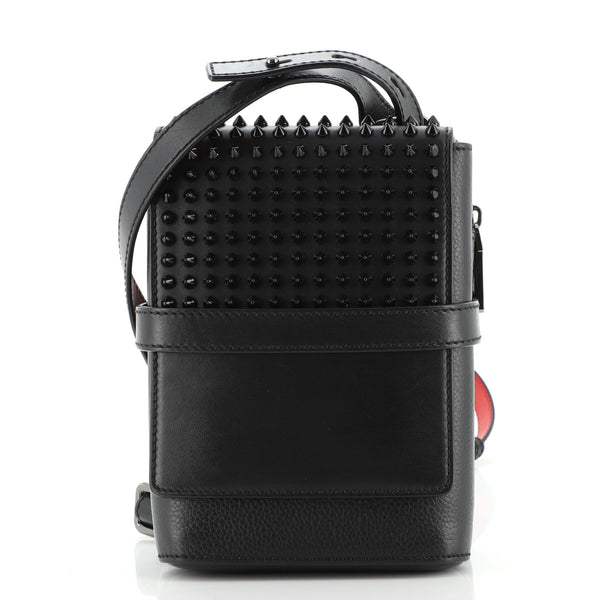Christian Louboutin Benech Reporter Bag Spiked Leather Black 84669297