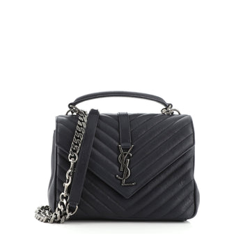 Saint Laurent Classic Monogram College Bag Matelasse Chevron Leather Medium
