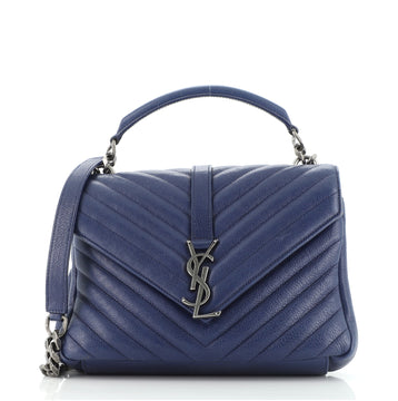 Saint Laurent Classic Monogram College Bag Matelasse Chevron Leather Medium