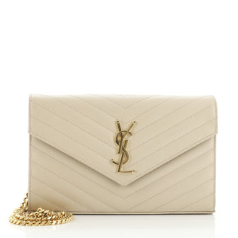 Saint Laurent - Wallet on Chain Matelasse Chevron Leather Medium