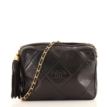 Chanel Vintage Diamond CC Camera Bag Quilted Leather Medium