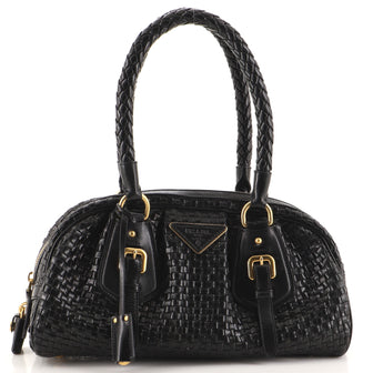 Prada Madras Frame Bag Woven Leather Small