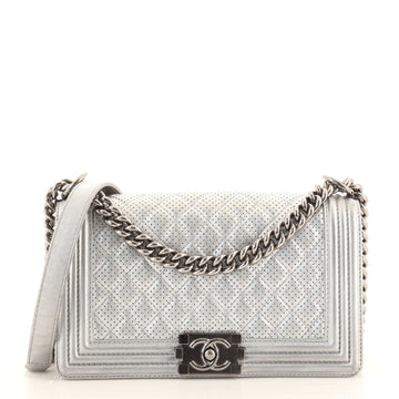 Chanel Boy Flap Bag Quilted Perforated Lambskin Old Medium