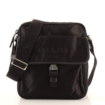 Prada Logo Flap Messenger Bag Tessuto Small
