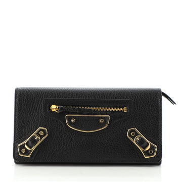 Balenciaga Classic Metallic Edge Money Flap Wallet Leather