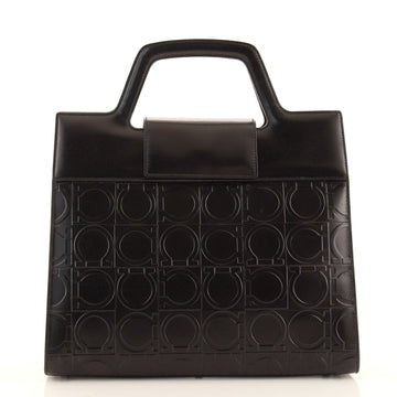 Salvatore Ferragamo Top Handle Flap Tote Gancini Embossed Leather Small