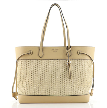 Jimmy Choo Luzetta Tote Woven Straw with Leather Medium