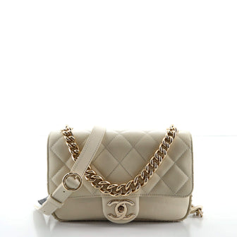 Chanel Chain Handle CC Flap Bag Quilted Caviar with Studded Detail Small