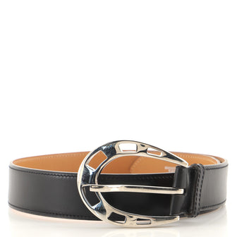 Hermes Vintage Horseshoe Belt Metal and Leather Medium