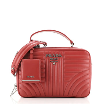 Prada Zip Around Top Handle Bag Diagramme Quilted Leather Medium