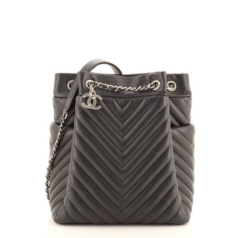 Chanel Urban Spirit Drawstring Bag Chevron Calfskin Small