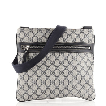 Gucci Front Zip Flat Messenger Bag GG Coated Canvas Medium