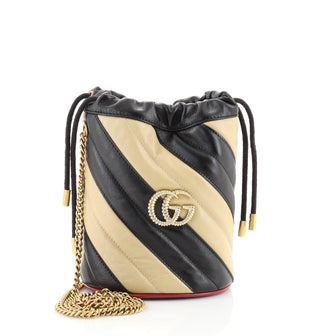 Gucci GG Marmont Bucket Bag Diagonal Quilted Leather Mini