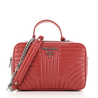 Prada Zip Around Top Handle Bag Diagramme Quilted Leather Medium