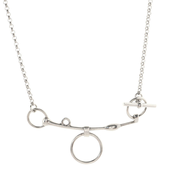 Hermes Mors de Bride Long Necklace Metal Silver 84682195