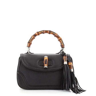 Gucci New Convertible Bamboo Top Handle Bag Leather Medium