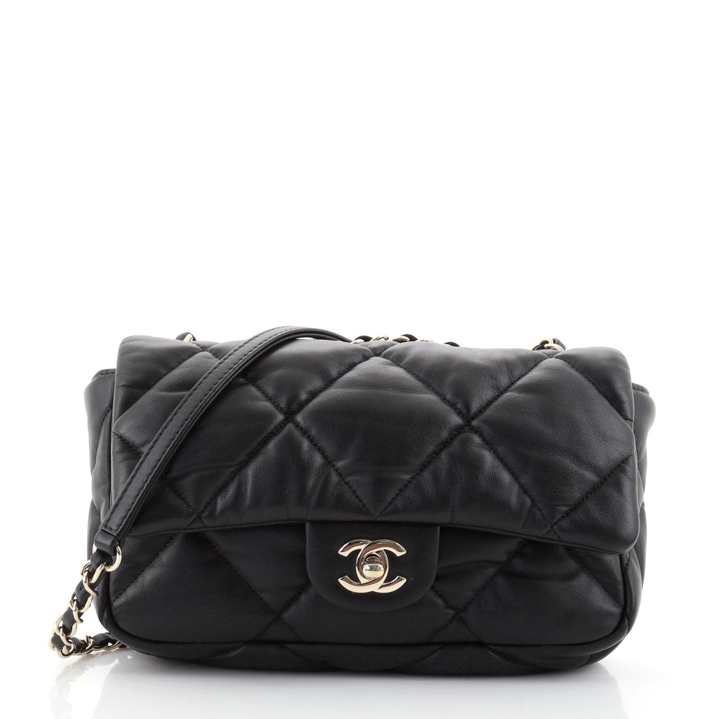 Chanel Puffy Bubbly CC Flap Bag Quilted Calfskin Medium Black 955621