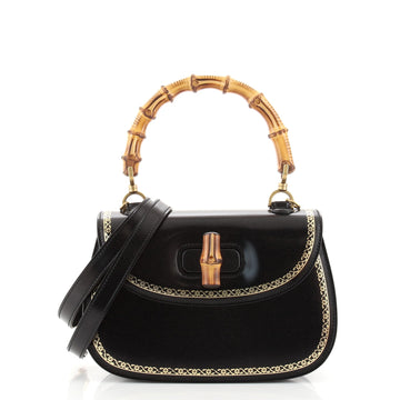 Gucci Bamboo Web Top Handle Bag Printed Leather Medium