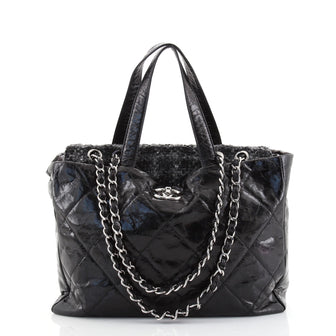 Chanel Portobello Zip Tote Quilted Glazed Calfskin and Tweed
