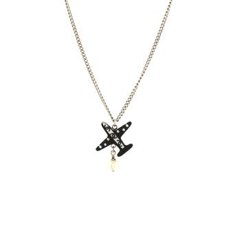 Chanel Drop Pearl Airplane Necklace Metal with Resin and Faux Pearl