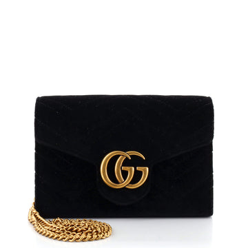 Gucci GG Marmont Chain Wallet Matelasse Velvet Mini