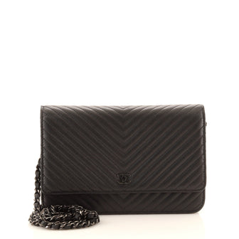 Chanel So Black Wallet on Chain Chevron Lambskin