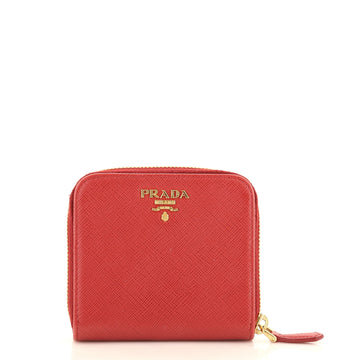 Prada Bifold Zip Around Wallet Saffiano Leather Compact
