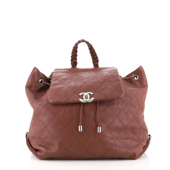 Chanel Braided With Style Drawstring Backpack Quilted Calfskin Small
