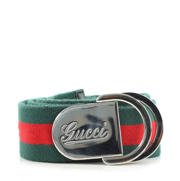 Gucci Logo Buckle Web Belt Canvas Wide