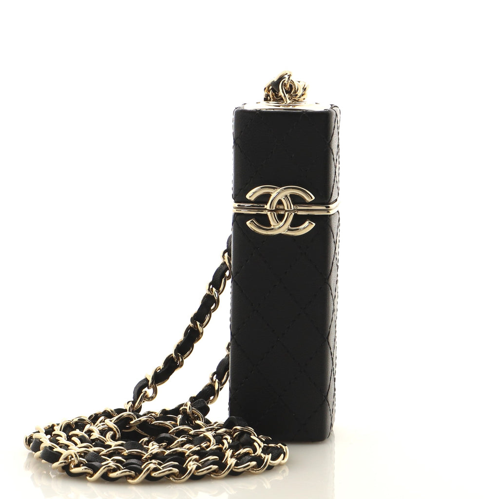 Chanel CC Squared Lipstick Case on Chain Stitched Lambskin with Metal Gold  111720114