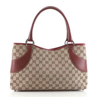 Gucci Vintage Zip Tote GG Canvas with Leather Medium
