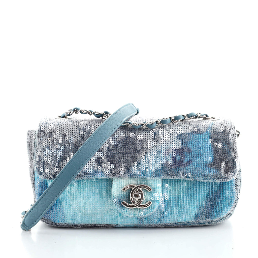 Chanel Waterfall CC Flap Bag Sequins Small Blue 84682366