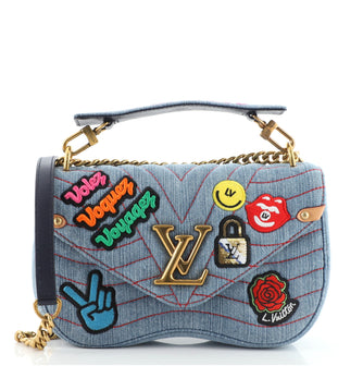 Louis Vuitton New Wave Chain Bag Limited Edition Patches Quilted Denim MM